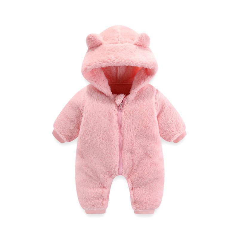 Coral Fleece Autumn And Winter Thin Bodysuit Newborn Thermal Zipper Onesie Baby Rompers Jumpsuit - Cindi Book