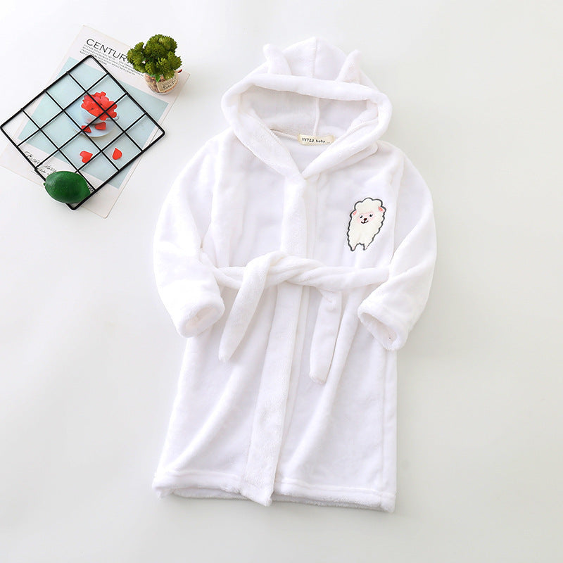 Flannel Bathrobe Boys' Home Wear With Hood - Cindi Book