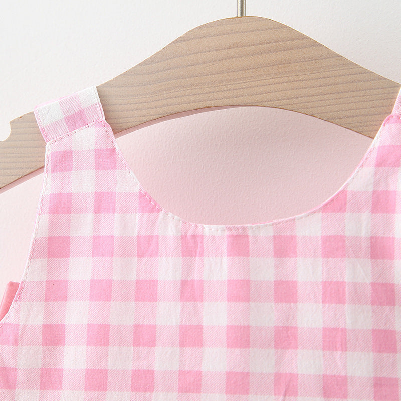 Baby Girl Plaid Skirt Fashion Girl Skirt Free Straw Hat - Cindi Book