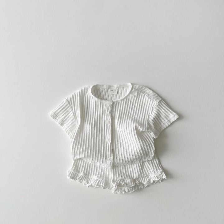 Baby Boy And Baby Girl Striped Knitted Short-sleeved Cardigan Coat Shorts Two-piece Set - Cindi Book