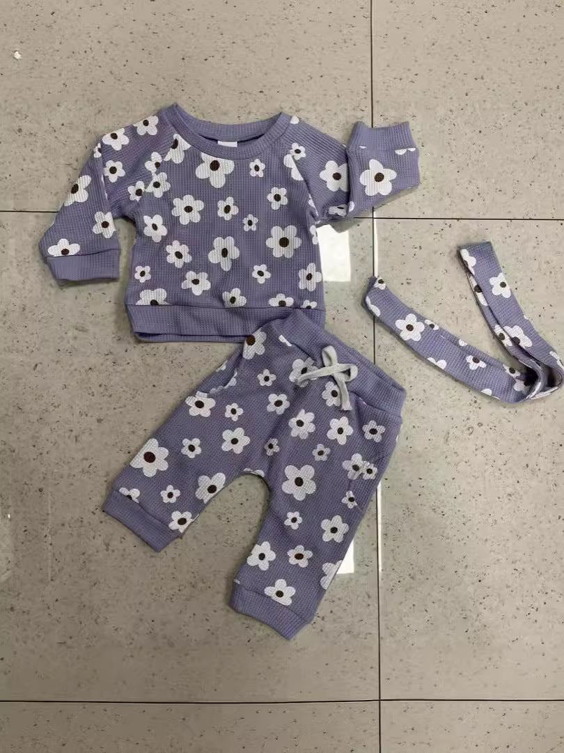 Personality New Waffle Print Sweater Suit - Cindi Book