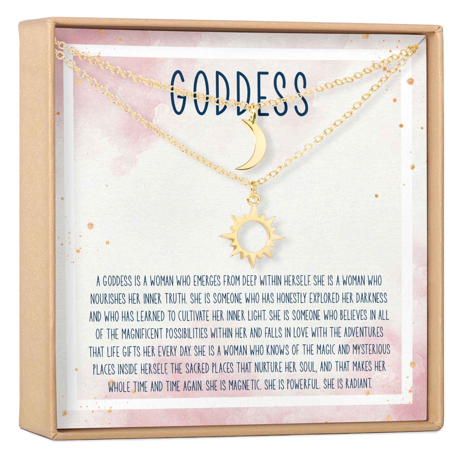 Goddess Sun and Moon Pendants Necklace Set