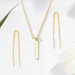 Godmother Gold Bar Earring Threader and Necklace Jewelry Set
