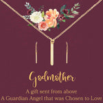 Godmother Gold Bar Earring Threader and Necklace Jewelry Set