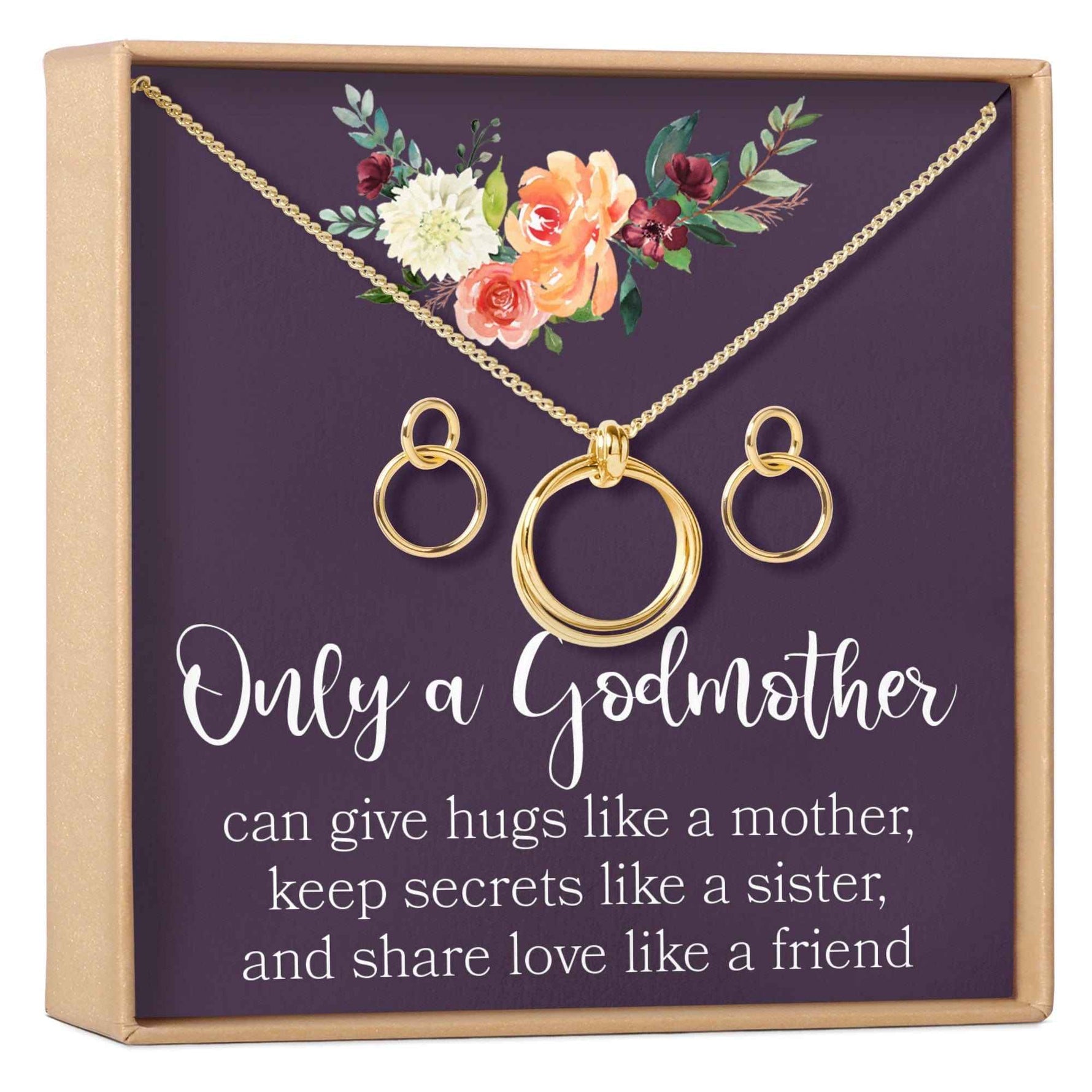 Godmother Linked Circles Earring and Necklace Jewelry Set