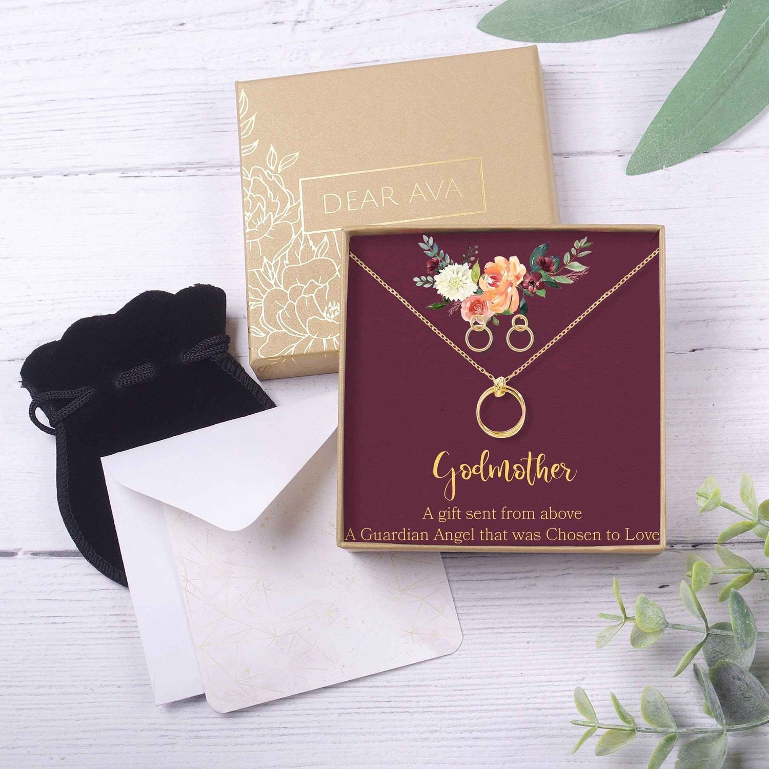 Godmother Linked Circles Earring and Necklace Jewelry Set