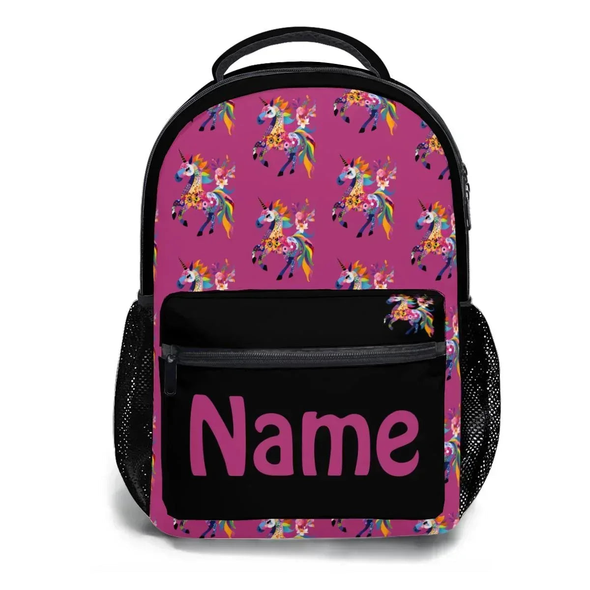 Personalized Kids School Set | Custom Name | Pink Unicorn Backpack Lunch Bag Pencil Case 3-Piece Gift
