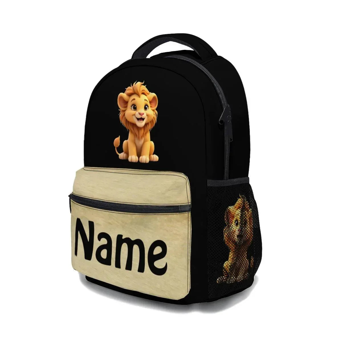 Personalized Lion Kids School Set | Custom Name | Baby Lion Backpack, Lunch Tote & Pen Pouch Gift