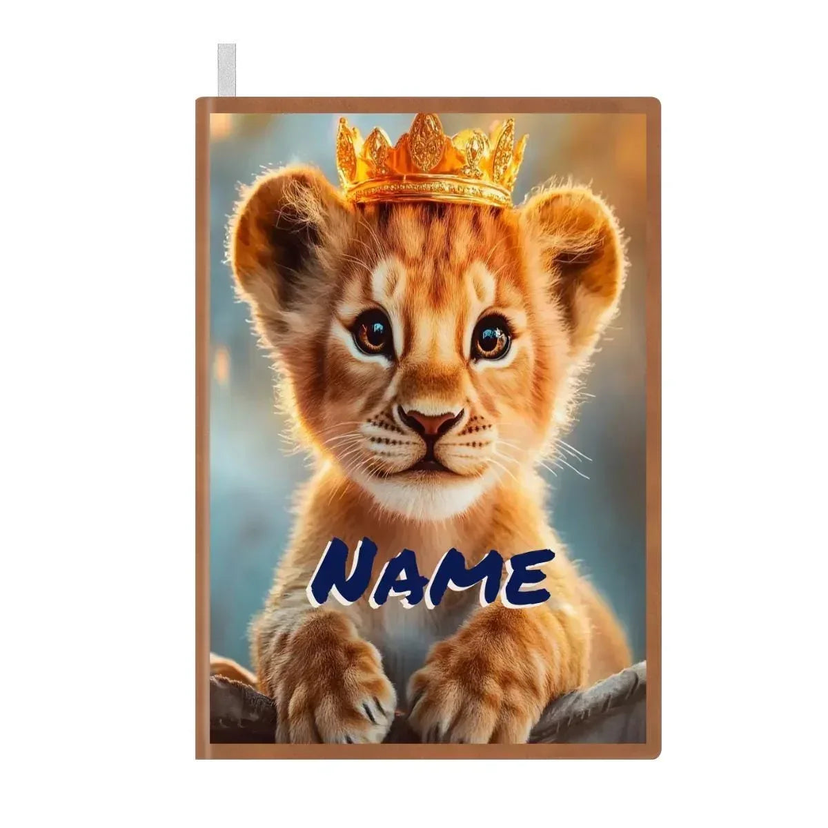 Personalized Lion Cub Notebook | Custom Name | Golden Crown Baby Lion A5 Journal Gift for Kids