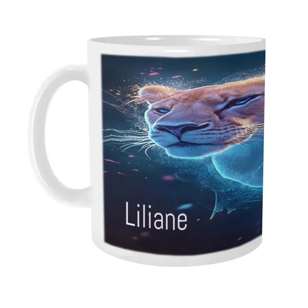 Personalized Cosmic Lioness Coffee Mug | Custom Name | 11 oz Ceramic Gift