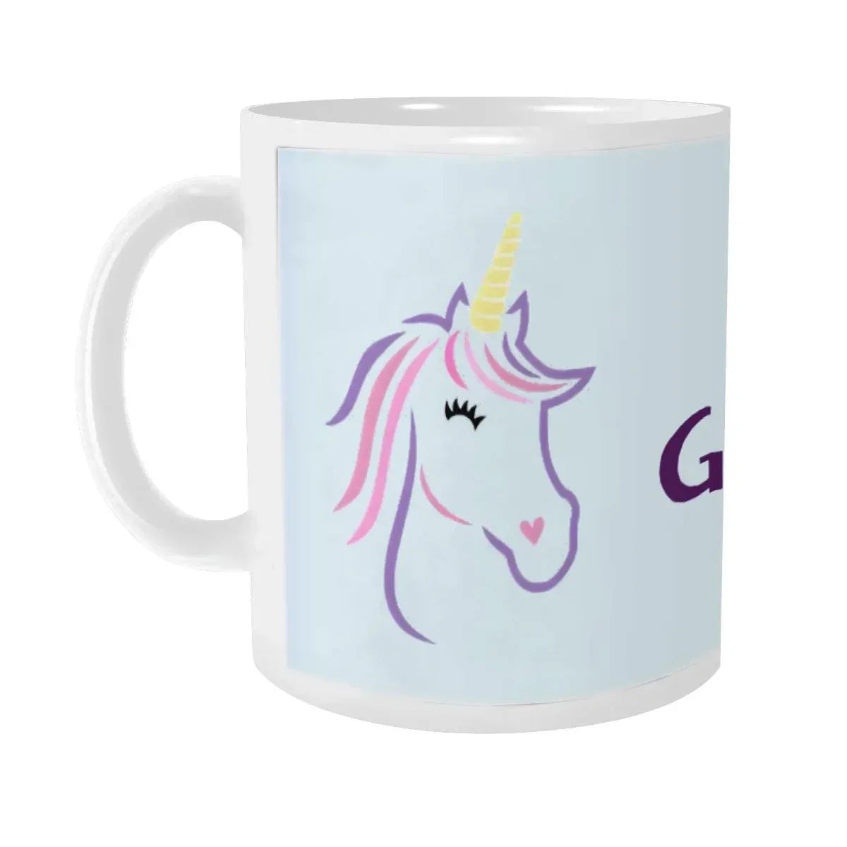 Personalized Unicorn Mug | Custom Name | Colorful Unicorn Face White Ceramic 11oz Coffee Tea Cup Gift