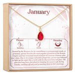 January Birthday Birthstone Garnet Necklace