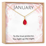 January Birthstone / Garnet Crystal Charm Necklace