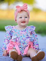 Rylee Faith Designs - Unicorn Floral Print Girls Long Sleeve Romper