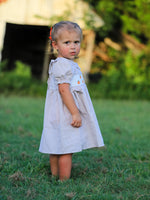 Rylee Faith Designs - Fall Thanksgiving Pumpkin Embroidery Smock Plaid Girls Dress - alternate view 10