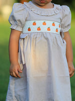 Rylee Faith Designs - Fall Thanksgiving Pumpkin Embroidery Smock Plaid Girls Dress - alternate view 8