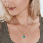 March Birthstone / Aquamarine Crystal Charm Necklace