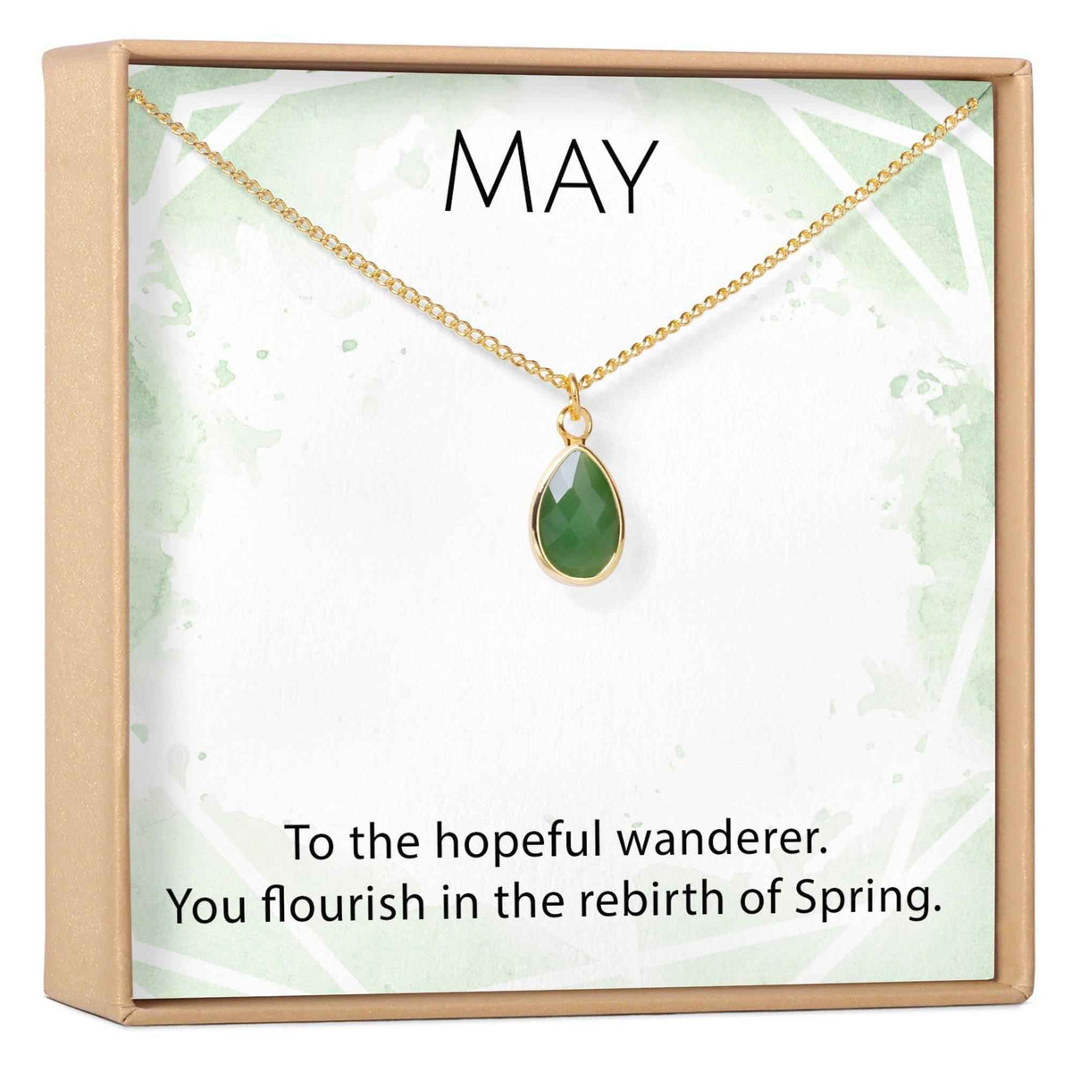May Birthstone - Emerald Crystal Charm Necklace