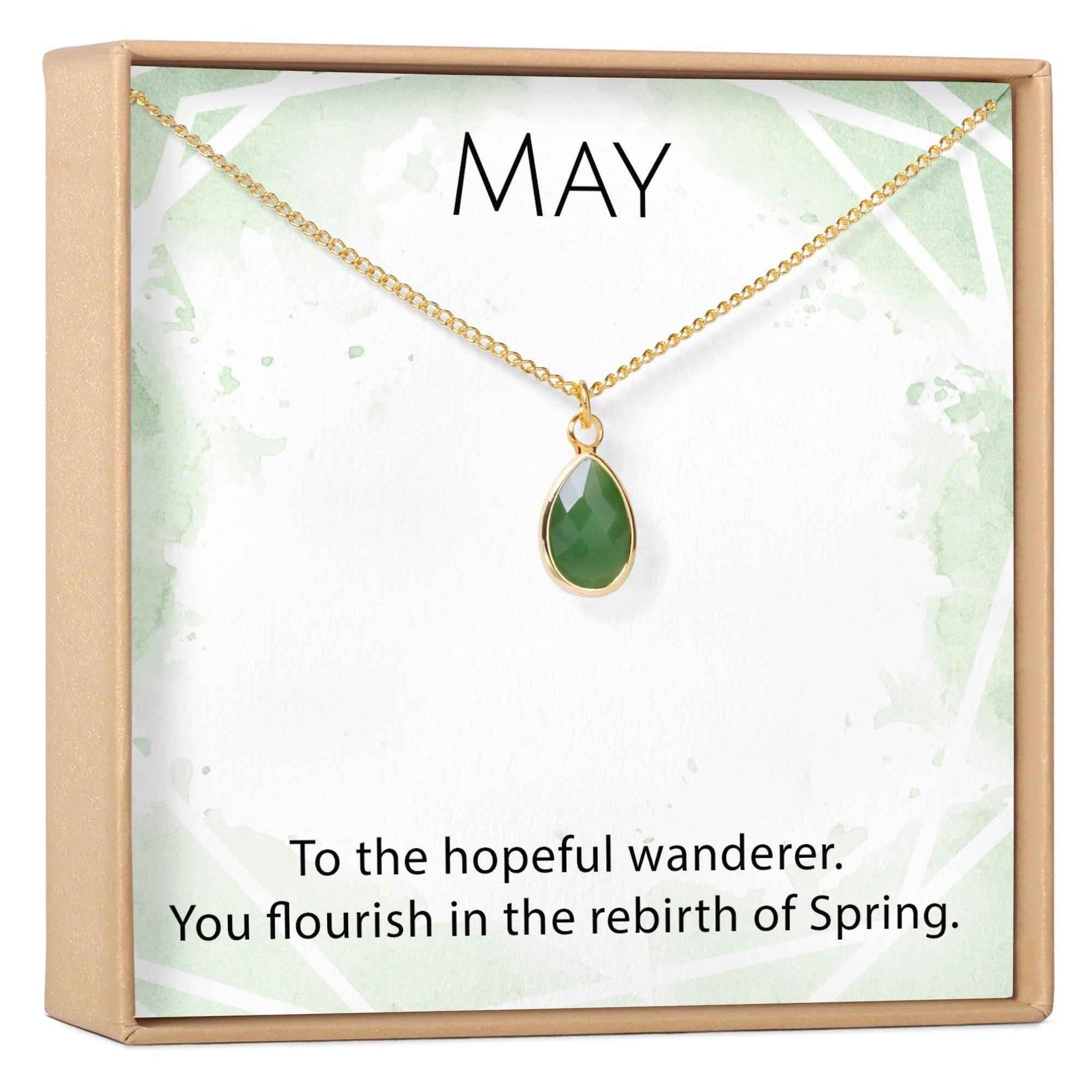 May Birthstone - Emerald Crystal Charm Necklace