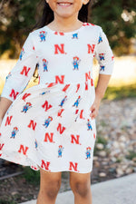 Nebraska White Herbie Husker 3/4 Sleeve Pocket Twirl Dress - Image 2