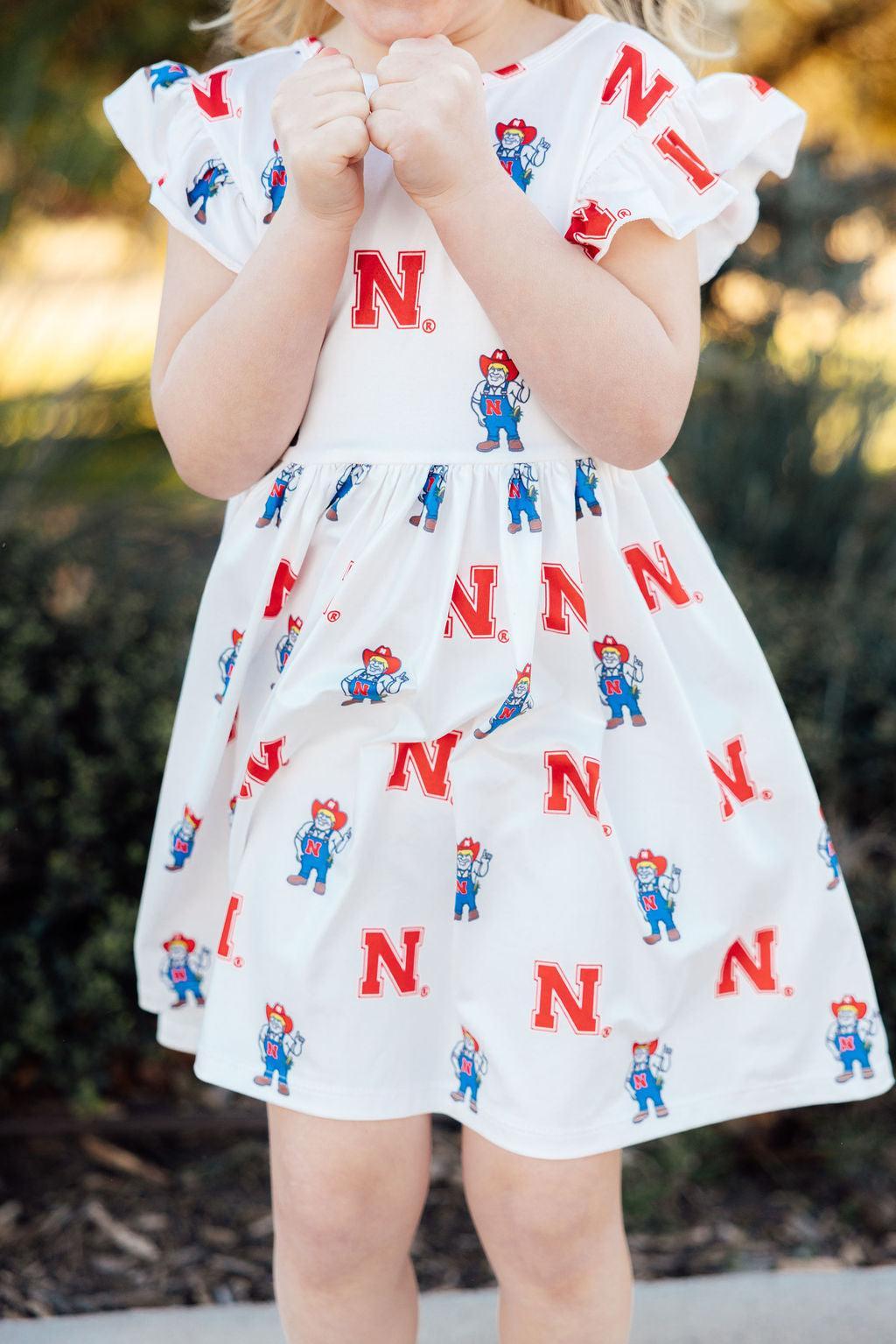 Nebraska White Herbie Husker Flutter Twirl Dress - Image 2