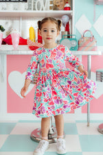Watercolor Hearts 3/4 Sleeve Pocket Twirl Dress - Image 4