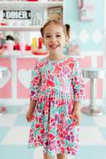 Watercolor Hearts 3/4 Sleeve Pocket Twirl Dress - Image 11