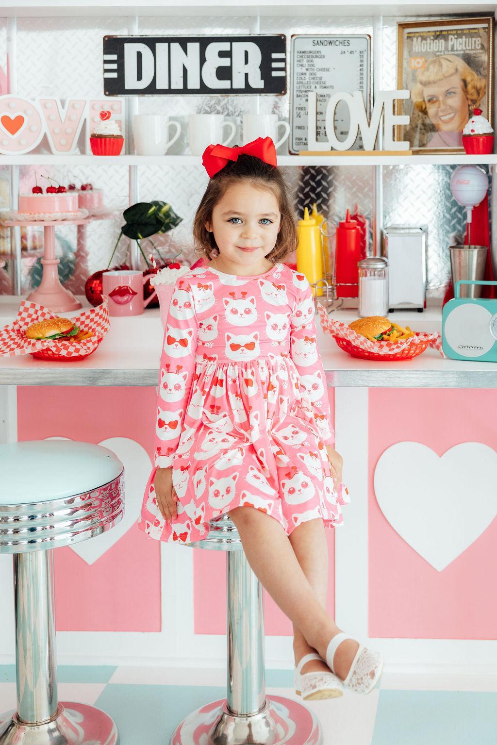 Cutie Cat L/S Pocket Twirl Dress - Image 3