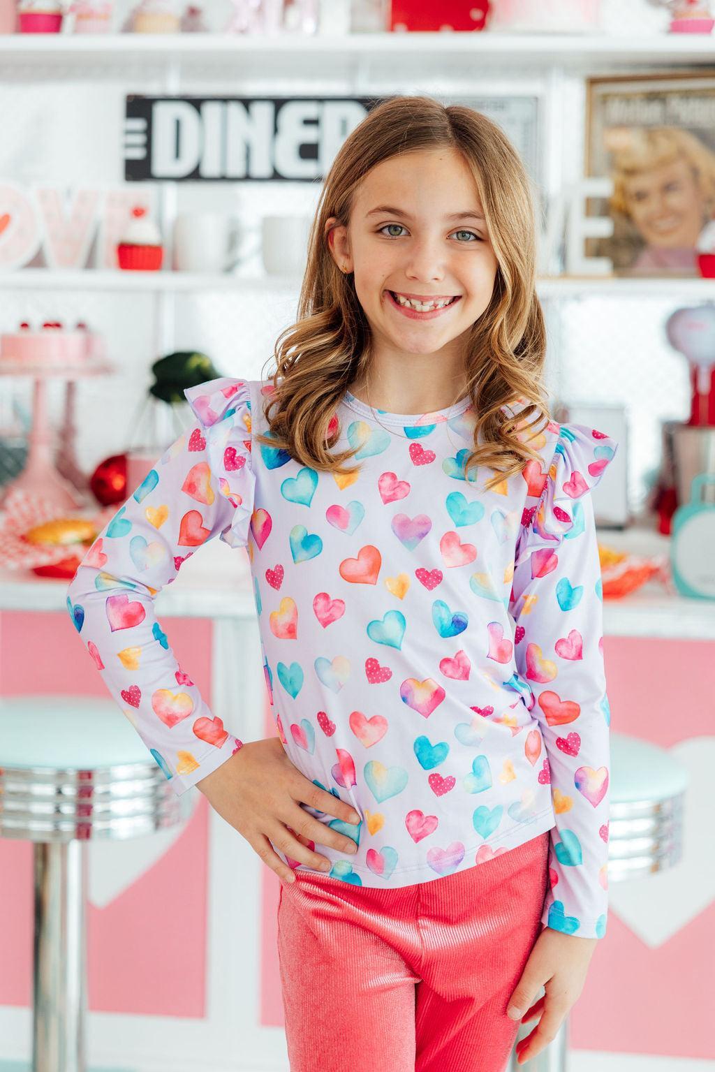 Watercolor Kisses L/S Ruffle Tee - Image 2