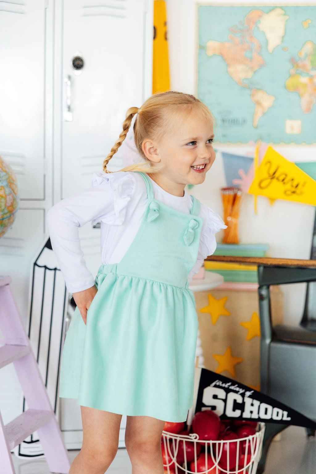 Mint Faux Suede Pinafore