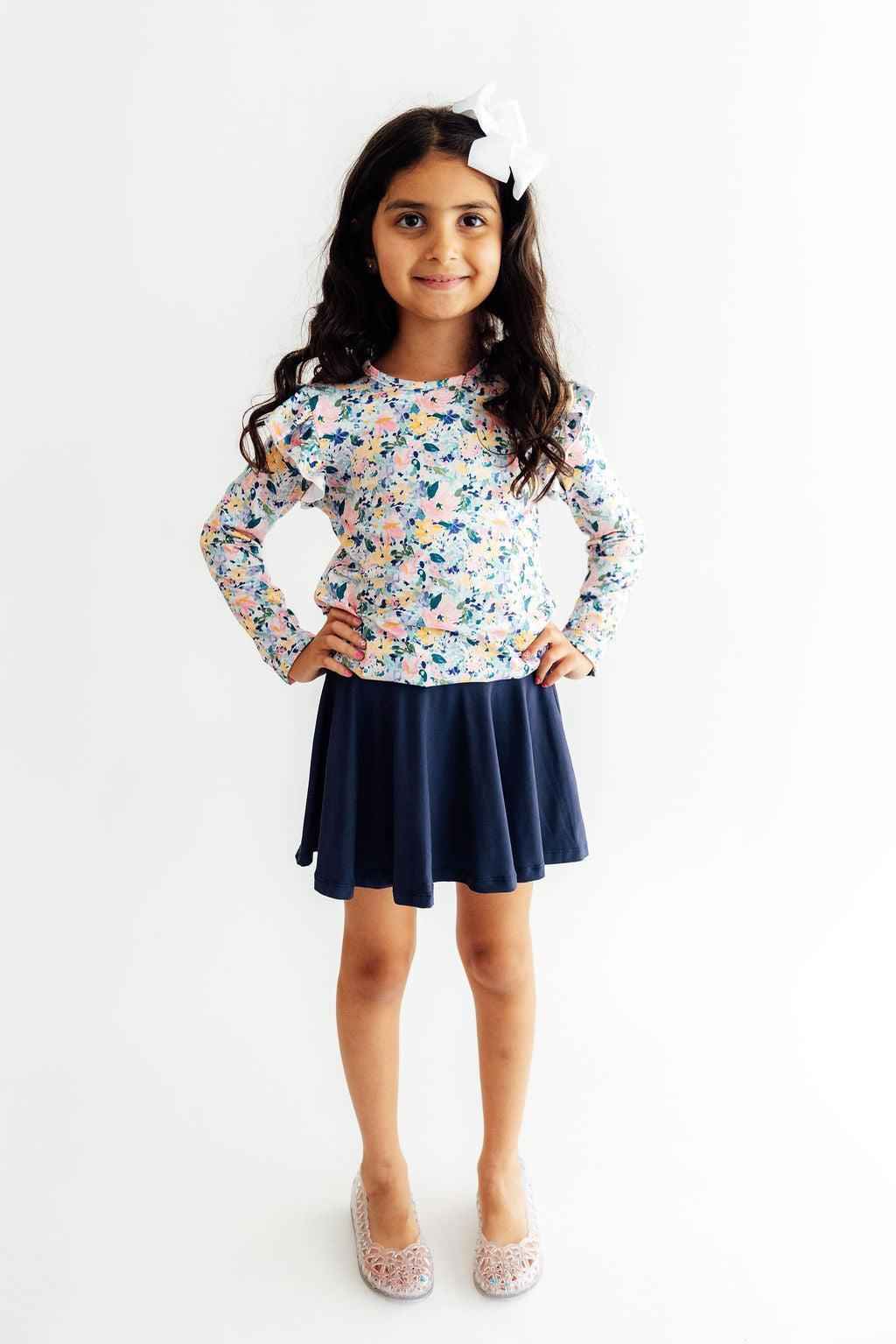 Fall Floral L/S Ruffle Tee