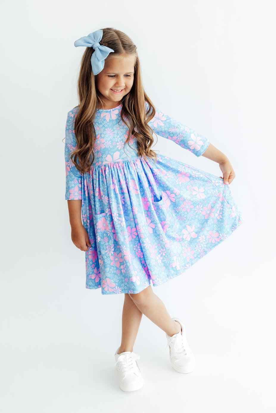 Garden Giggles 3/4 Sleeve Pocket Twirl Dress