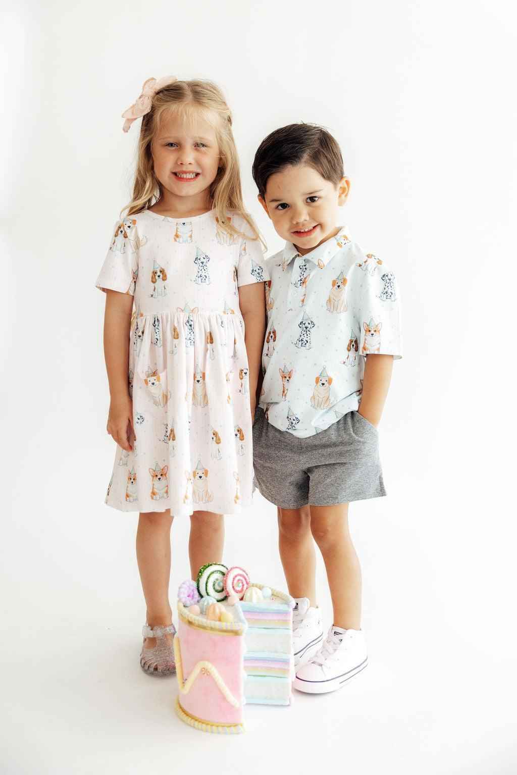 Boys Party Pups S/S Polo