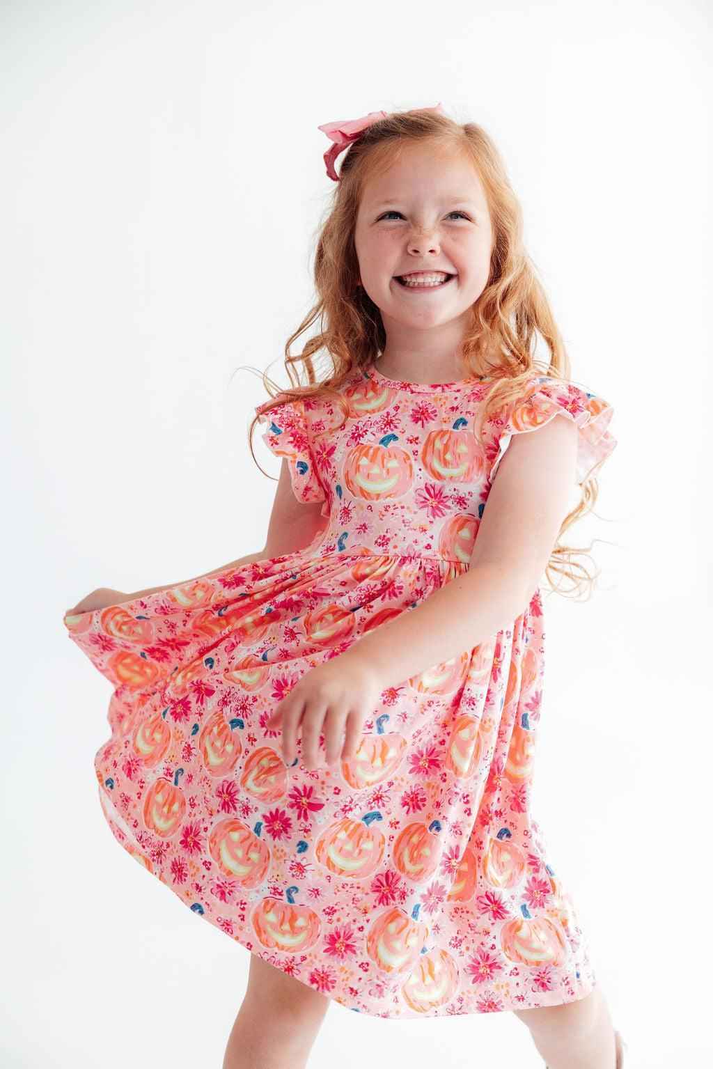 Spooktacular Flutter Sleeve Twirl Dress