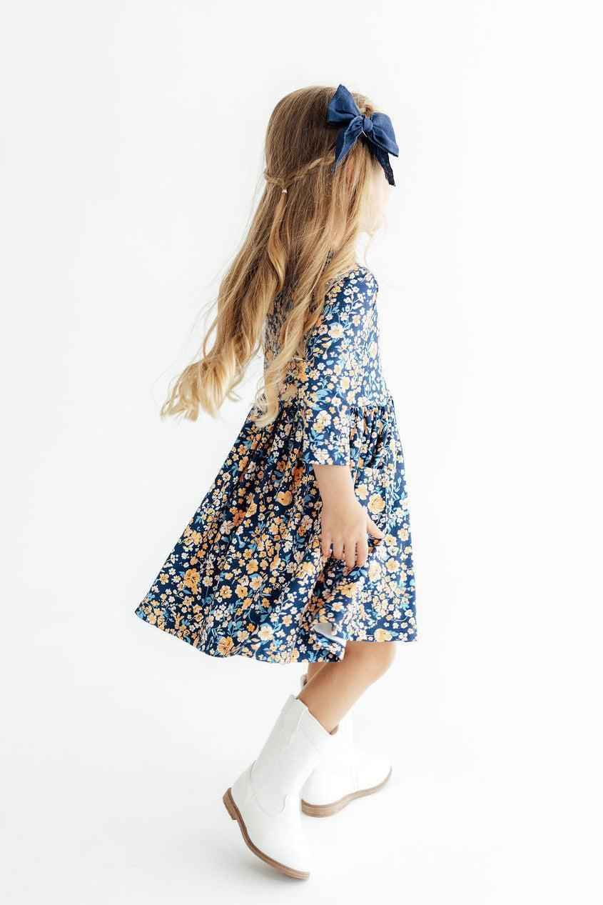 Marigold Moon 3/4 Sleeve Pocket Twirl Dress
