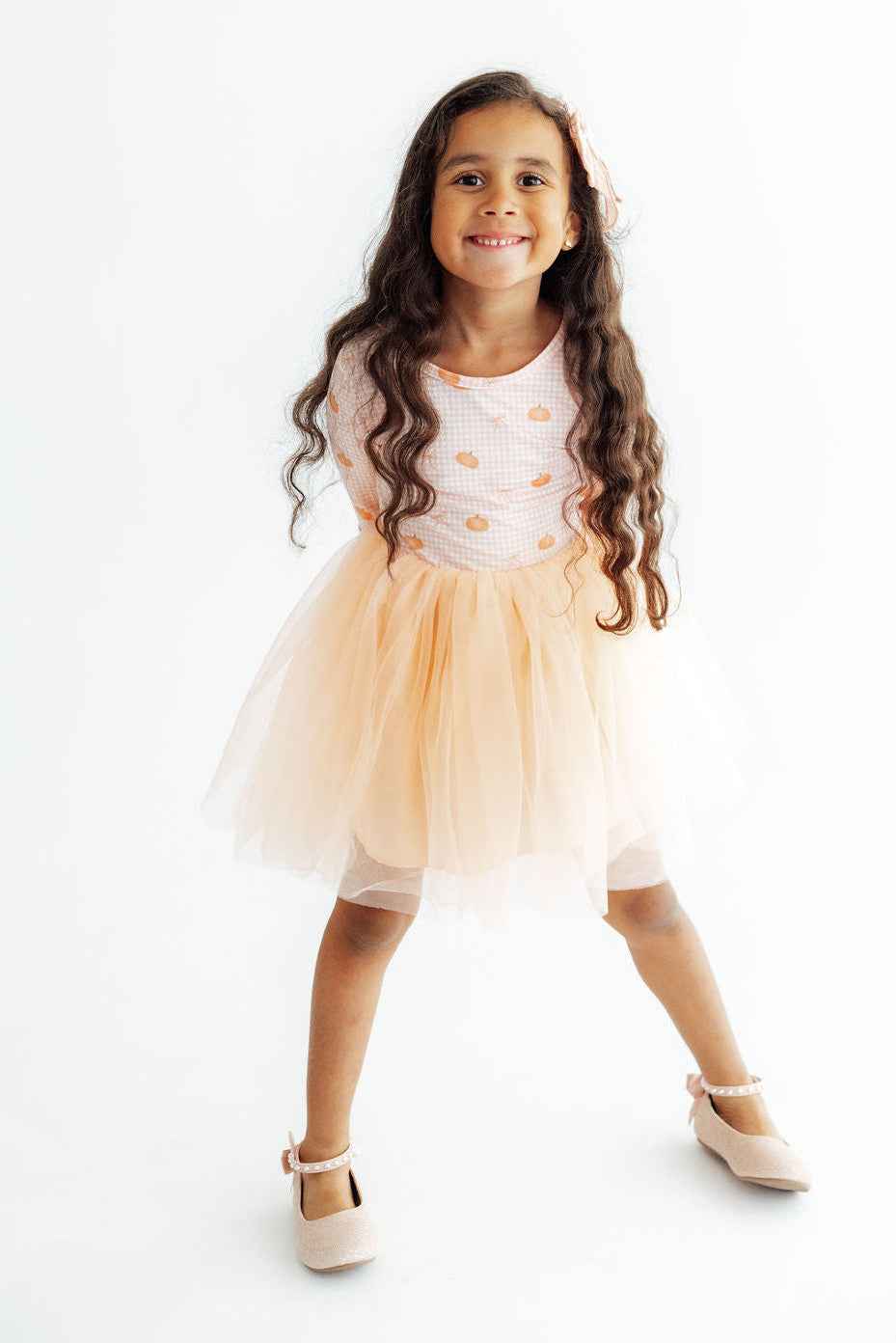 Gingham Pumpkins L/S Tutu Dress