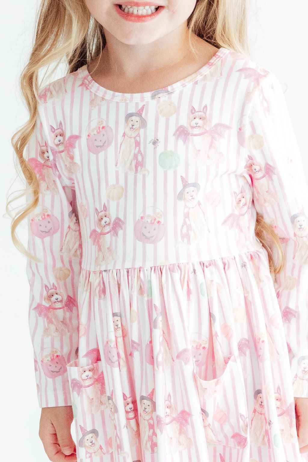 Pawsitively Spooky L/S Pocket Twirl Dress