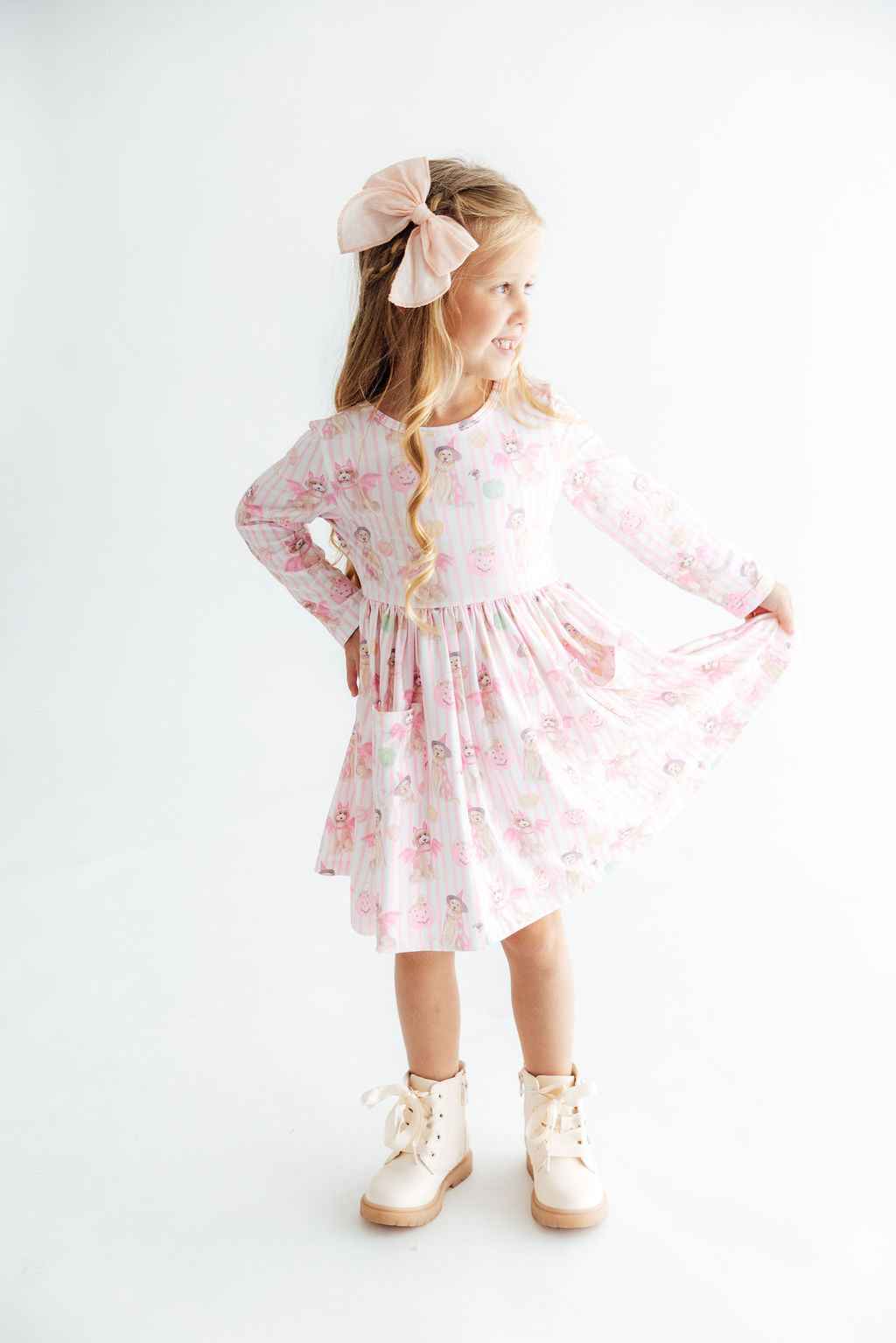 Pawsitively Spooky L/S Pocket Twirl Dress