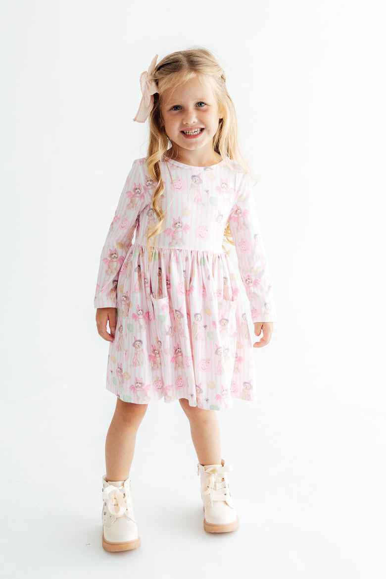 Pawsitively Spooky L/S Pocket Twirl Dress