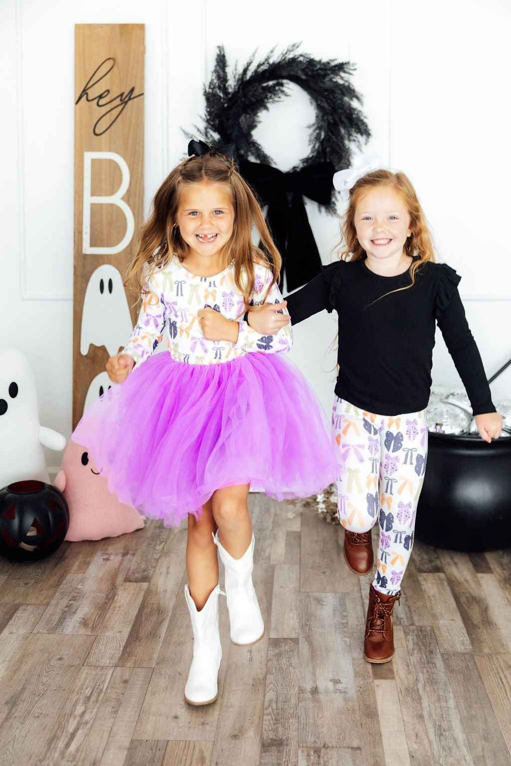 Tied with a Boo L/S Tutu Dress