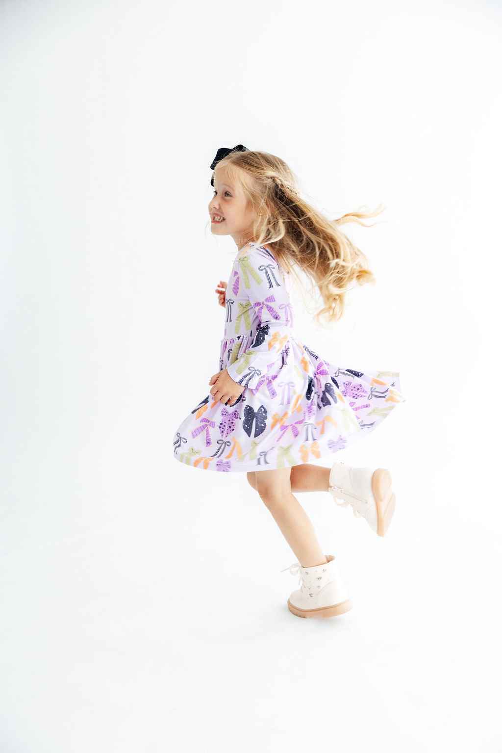 Tied with a Boo Lavender L/S Pocket Twirl Dress