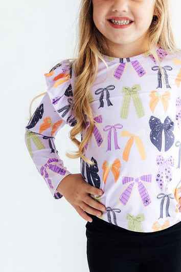 Tied with a Boo Lavender L/S Ruffle Tee