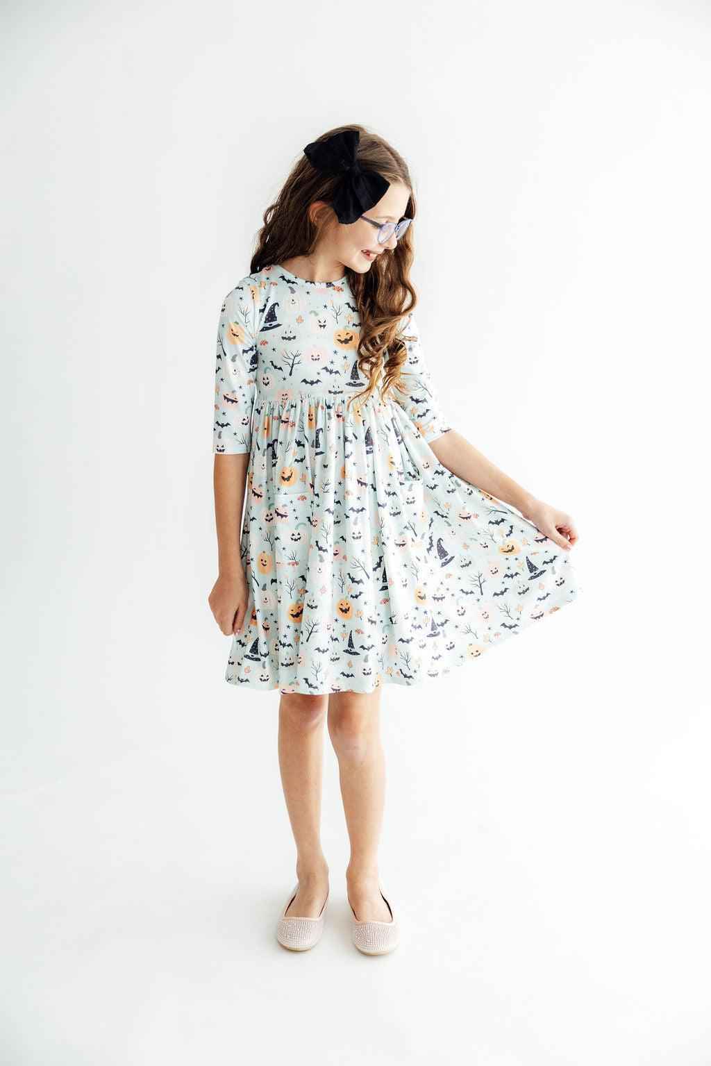 Ghouls Rule 3/4 Sleeve Pocket Twirl Dress