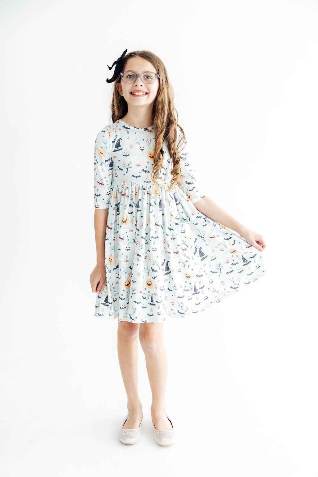 Ghouls Rule 3/4 Sleeve Pocket Twirl Dress