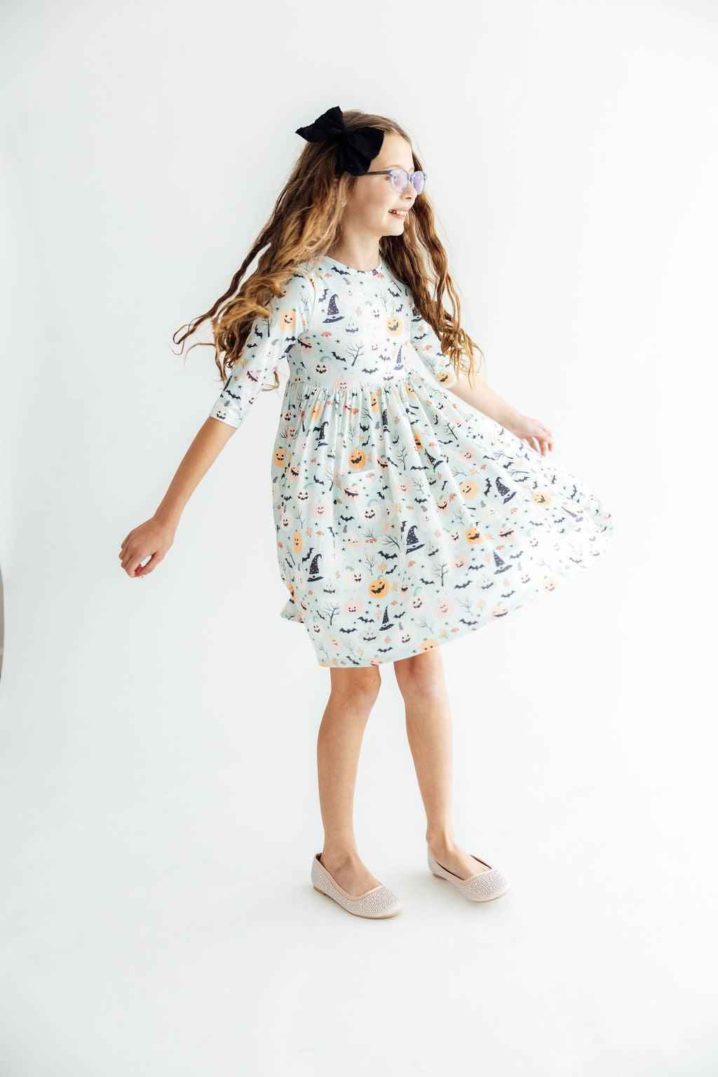 Ghouls Rule 3/4 Sleeve Pocket Twirl Dress