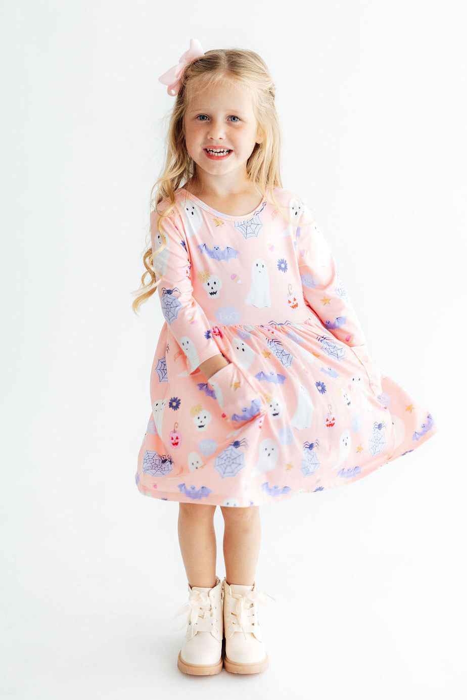 Spooky Sweetheart 3/4 Sleeve Pocket Twirl Dress