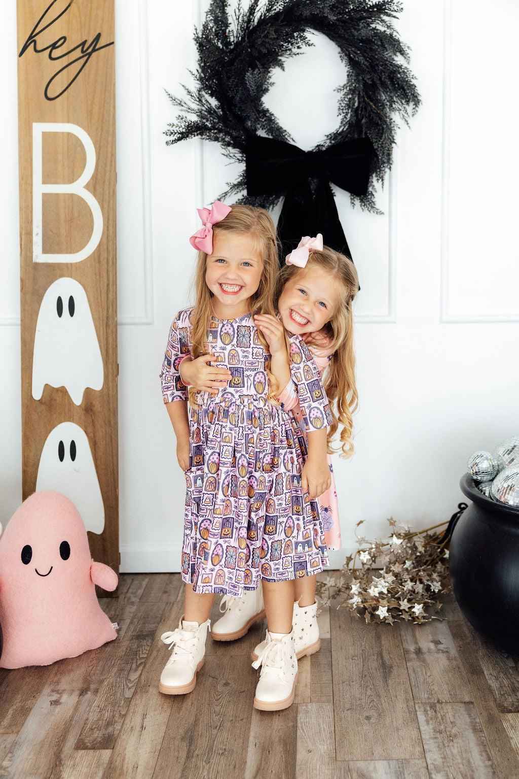 Ghouls Just Want to Have Fun 3/4 Sleeve Pocket Twirl Dress