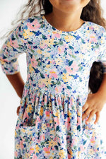 Fall Floral 3/4 Sleeve Pocket Twirl Dress