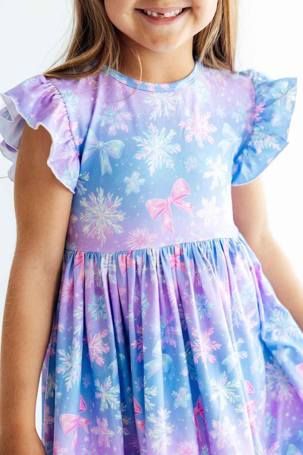 Snow Much Sunshine Flutter Sleeve Twirl Dress