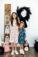 Happy Haunting 3/4 Sleeve Pocket Twirl Dress